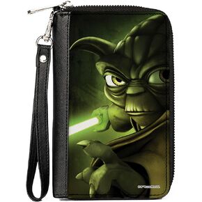 Buckle-Down Women's PU Zip Around Wallet Rectangle-Star Wars Yoda, 7.5"x4.5"