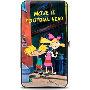 Hey Arnold! unisex adults Buckle-down Hinge - Arnold & Helga Pose Move It, Football Head Wallet, Multicolor, 7 x 4 US