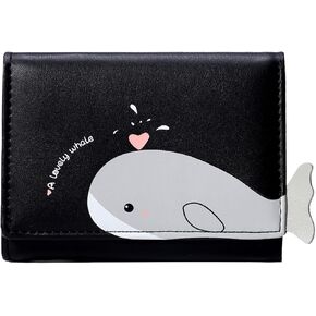 Sunwel Fashion Girls Cute Wallet 3D Duck Whale Mini Wallet Small Wallet Credit Card Holder ID Window for Women (PURPLE)