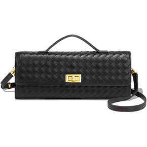 Woven Clutch Purse for Women Fashion Small Square Handbag Vintage Premium Bag PU Leather Handmade Bag