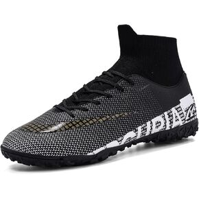Men's Soccer Cleats Football Shoes with High-Tops Lace-Up Spikes Indoor Firm Ground Turf Training Exercise Futsal Boots