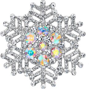 EVER FAITH Women's Holiday Jewelry Austrian Crystal Elegant Stunning Snowflake Flower Brooch for Party
