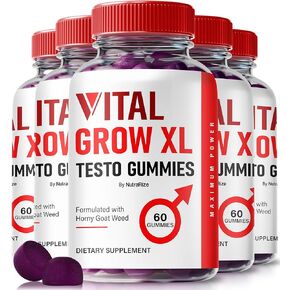 (5 Pack) Vital Grow XL Gummies for Men, Vital Grow XL Testo Gummies, Vital Grow Gummies Male, VitalGrowXL Boost Stamina and Confidence Gummy for Mens (300 Gummies)