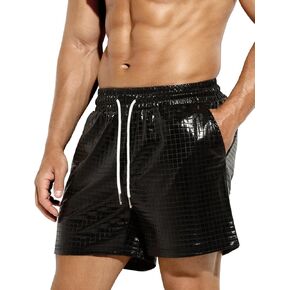 Arjen Kroos Men's Metallic Holographic Shorts Sequin Sexy Shorts for Rave Hot Party