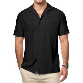 JMIERR Men's Casual Lyocell Button Down Shirt Short Sleeve Beach Shirt