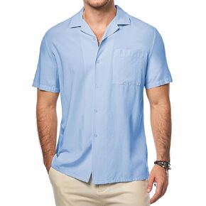 JMIERR Men's Casual Lyocell Button Down Shirt Short Sleeve Beach Shirt in Saudi Arabia