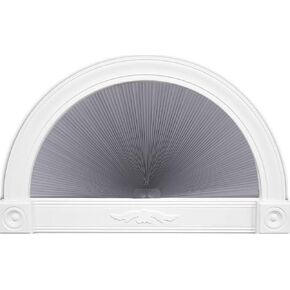 LUCKUP Arch Window Shades Half Circle Round Blackout Pleated Blinds (Radius: 24") Dual Color Semicircular Cellular Curtains, Easy Cut and Install, Grey-White