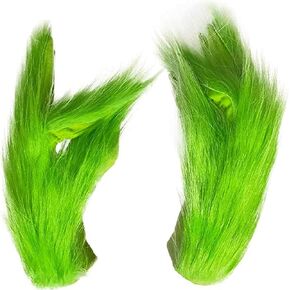 Christmas Green Furry Hand Gloves, Santa Cosplay Costume Accessories Props Christmas Fur Monster Gloves for Party