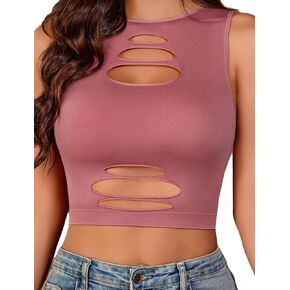 Avidlove Fishnet Top for Women Sexy Cut Out Crop Short Hollow Out Cropped Tank Top
