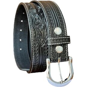 DANIEL'S ARTPLANET Western Leather Belt for Men Handmade Full Grain Leather Tooled Cowboy Belt with Buckle 1.5" Wide Embossed