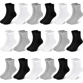 Boys Socks, 18 Pairs Toddler Socks for Boys Girls Crew Socks for Kids (1-14 Years) Athletic School Socks