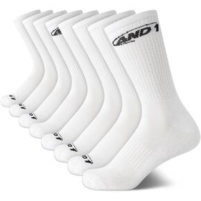 AND1 Boys' Crew Socks - 8 Pack Soft Athletic Mid Calf Socks for Boys - Boys Cushioned Sports Crew Socks (S-L) in Kuwait