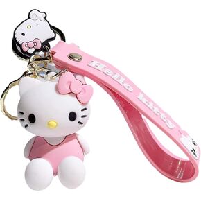 Xerial Cute kitty keychain, cartoon cat keychain, kawaii kitty accessories,kitty charms, kitty car accessories,kitty key chains,Bag Purse Backpack Accessories, gift for Girls Women