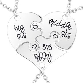 Yonhon BFF Necklace for 3/4/5/6 Stainless Steel Family Friendship Puzzle Sister Keychain Set