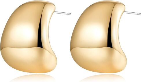 MUYAN Chunky Thick Earrings for Women,Gold Silver Polished Earrings Lightweight Everyday Jewelry in Kuwait