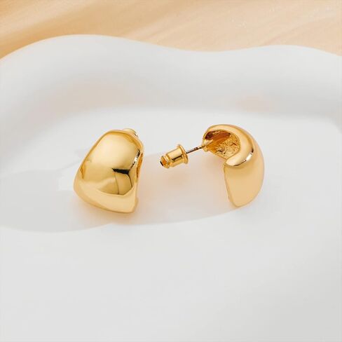 MUYAN Chunky Thick Earrings for Women,Gold Silver Polished Earrings Lightweight Everyday Jewelry in Kuwait