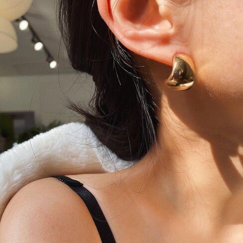 MUYAN Chunky Thick Earrings for Women,Gold Silver Polished Earrings Lightweight Everyday Jewelry in Kuwait