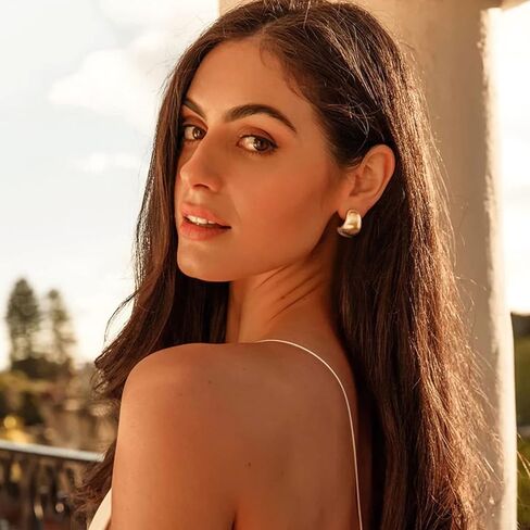 MUYAN Chunky Thick Earrings for Women,Gold Silver Polished Earrings Lightweight Everyday Jewelry in Kuwait