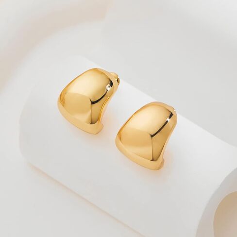 MUYAN Chunky Thick Earrings for Women,Gold Silver Polished Earrings Lightweight Everyday Jewelry in Kuwait