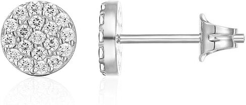 PAVOI 14K Gold Plated Sterling Silver Post Stud Earrings for Women | Pave CZ Mini Disc | Gold Earrings for Women in Saudi Arabia