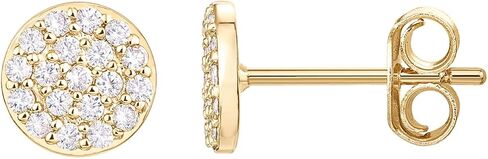 PAVOI 14K Gold Plated Sterling Silver Post Stud Earrings for Women | Pave CZ Mini Disc | Gold Earrings for Women in Saudi Arabia