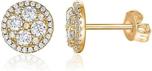 PAVOI 14K Gold Plated Sterling Silver Post Stud Earrings for Women | Pave CZ Mini Disc | Gold Earrings for Women in Saudi Arabia