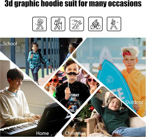 3D Novelty Hoodie Pullover for Boys Girls, Long Sleeve Hoodies Sweatshirt, Hoody Hooded for Kids Youth in Saudi Arabia