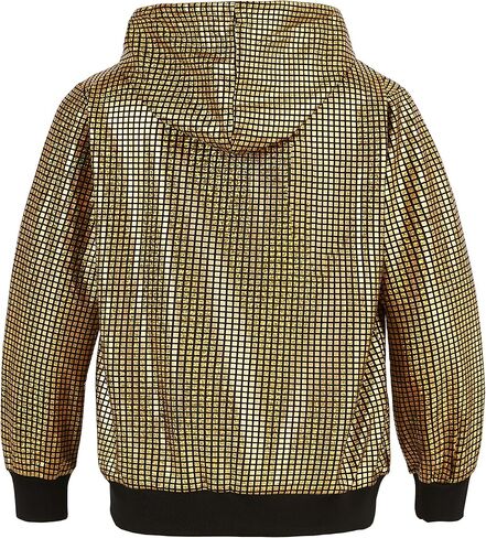 WULFUL Kids Boys Girls Fashion Hoodies 70s Disco Costume Party Sequin Metallic Sweatshirts with Pocket in Kuwait