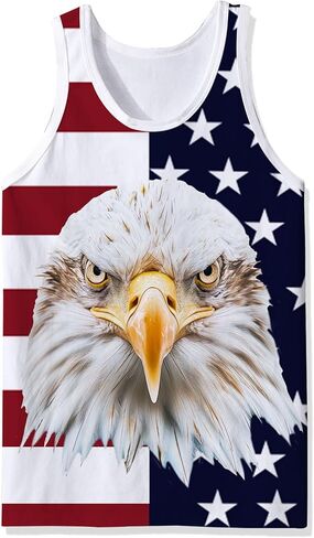 Goodstoworld Mens 3D Tank Top Novelty Graphic Breathable Quick Dry Sleeveless Beach Shirt S-4XL in Kuwait