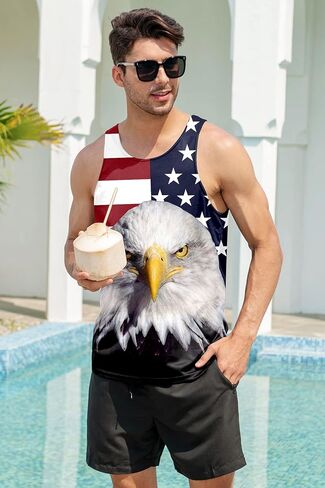 Goodstoworld Mens 3D Tank Top Novelty Graphic Breathable Quick Dry Sleeveless Beach Shirt S-4XL in Kuwait