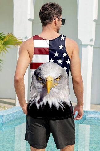 Goodstoworld Mens 3D Tank Top Novelty Graphic Breathable Quick Dry Sleeveless Beach Shirt S-4XL in Kuwait