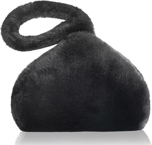 BABEYOND Faux Fur Purse for Women - Fluffy Furry Fuzzy Wristlet Clutch Purse Bags Soft Triangle Handbag for Wedding Party in Saudi Arabia