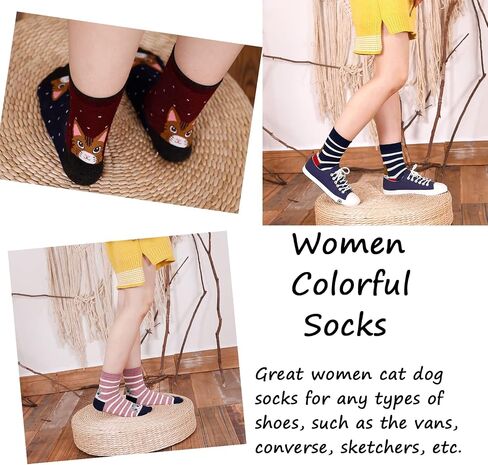 Women Cat Dog Socks Fun Funny Kitty Ankle Sock Ladies Girls Animal Sox Gift 5 Pairs in Kuwait