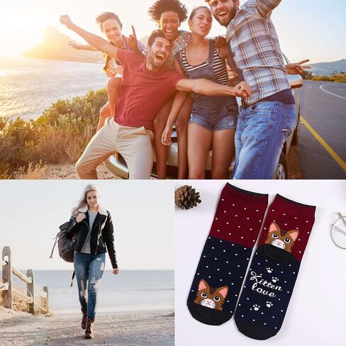 Women Cat Dog Socks Fun Funny Kitty Ankle Sock Ladies Girls Animal Sox Gift 5 Pairs in Kuwait