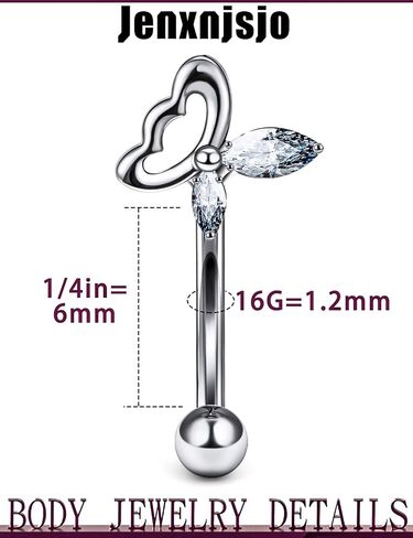 Jenxnjsjo F136 تيتانيوم 16 جرام 6/8/10 ملم فراشة الحاجب/الرخ/VCH/كريستينا/دايث/زر البطن/غطاء الرأس/السطح المنحني الحديد ثقب المجوهرات للنساء والرجال in Kuwait