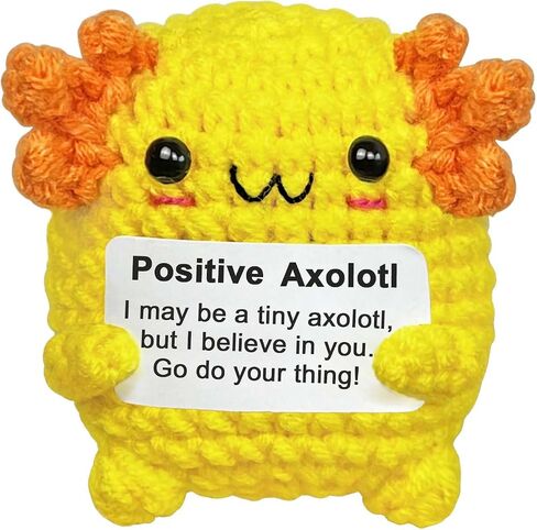 Positive Crochet Axolotl Gifts, Crocheted Emotional Axolotl Decor, Mini Inspirational Axolotl Gift for Women Pink 1Pc in Saudi Arabia