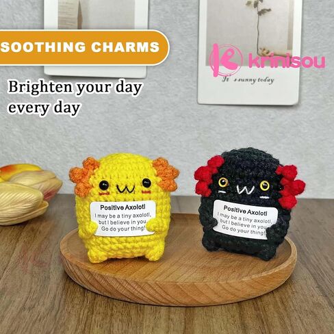 Positive Crochet Axolotl Gifts, Crocheted Emotional Axolotl Decor, Mini Inspirational Axolotl Gift for Women Pink 1Pc in Saudi Arabia