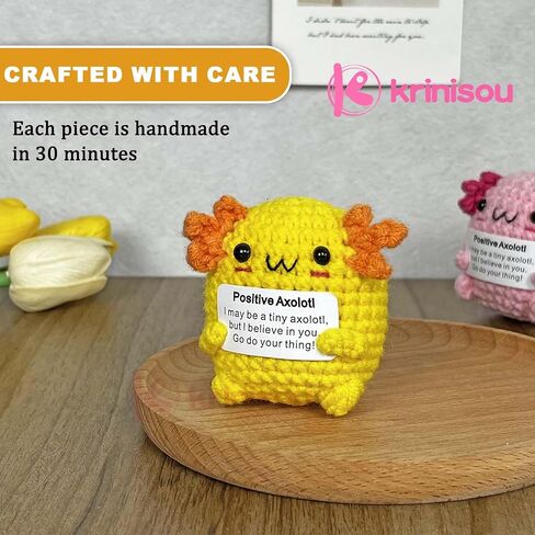Positive Crochet Axolotl Gifts, Crocheted Emotional Axolotl Decor, Mini Inspirational Axolotl Gift for Women Pink 1Pc in Saudi Arabia