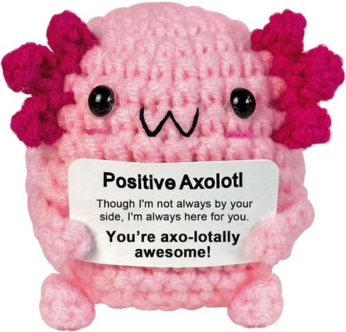 Positive Crochet Axolotl Gifts, Crocheted Emotional Axolotl Decor, Mini Inspirational Axolotl Gift for Women Pink 1Pc in Saudi Arabia
