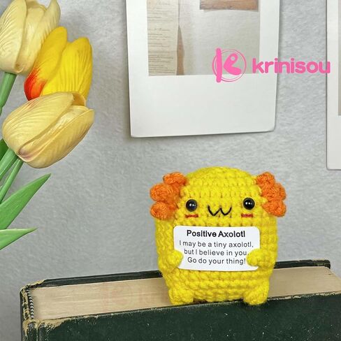 Positive Crochet Axolotl Gifts, Crocheted Emotional Axolotl Decor, Mini Inspirational Axolotl Gift for Women Pink 1Pc in Saudi Arabia