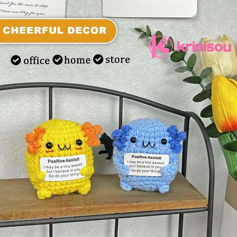 Positive Crochet Axolotl Gifts, Crocheted Emotional Axolotl Decor, Mini Inspirational Axolotl Gift for Women Pink 1Pc in Saudi Arabia