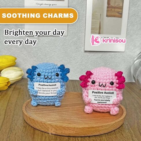 Positive Crochet Axolotl Gifts, Crocheted Emotional Axolotl Decor, Mini Inspirational Axolotl Gift for Women Pink 1Pc in Saudi Arabia
