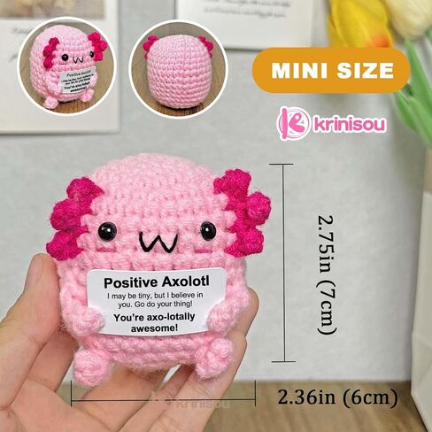 Positive Crochet Axolotl Gifts, Crocheted Emotional Axolotl Decor, Mini Inspirational Axolotl Gift for Women Pink 1Pc in Saudi Arabia