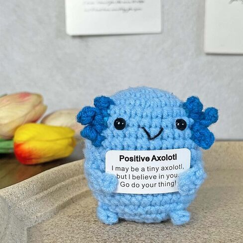 Positive Crochet Axolotl Gifts, Crocheted Emotional Axolotl Decor, Mini Inspirational Axolotl Gift for Women Pink 1Pc in Saudi Arabia