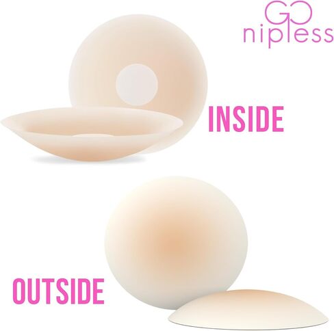 أغطية حلمات Go Nipless Pasties No Show - دروع حلمات لاصقة، أغطية حلمات من السيليكون للنساء، فطائر غير مرئية وقابلة لإعادة الاستخدام لتوفير أقصى درجات الراحة، بيج in Saudi Arabia
