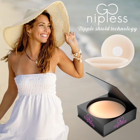 أغطية حلمات Go Nipless Pasties No Show - دروع حلمات لاصقة، أغطية حلمات من السيليكون للنساء، فطائر غير مرئية وقابلة لإعادة الاستخدام لتوفير أقصى درجات الراحة، بيج in Saudi Arabia
