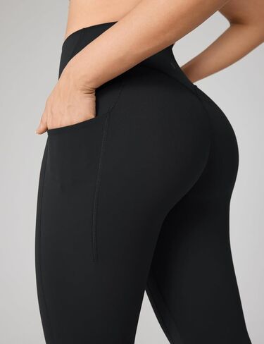 Hugcurve No Front Seam High Waisted Workout Leggings with Pockets for Women Buttery Soft Yoga Pants Gym Tights - 25'' in Saudi Arabia