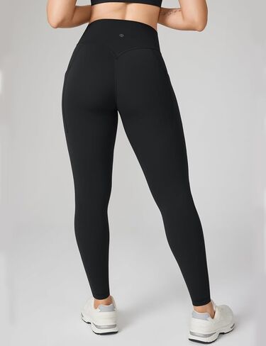 Hugcurve No Front Seam High Waisted Workout Leggings with Pockets for Women Buttery Soft Yoga Pants Gym Tights - 25'' in Saudi Arabia