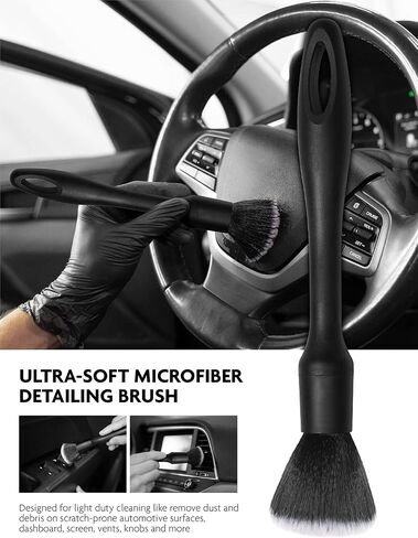 Fantasticlean 9PCS Car Interior Detailing Set, Microfiber Cloth & Applicator, Single-Head Detailing Brushes, Natural Bristles, Scratch-Free & Ultra-Soft for Seats Leather Care or Cleaning in Kuwait