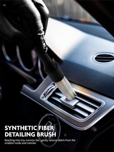 Fantasticlean 9PCS Car Interior Detailing Set, Microfiber Cloth & Applicator, Single-Head Detailing Brushes, Natural Bristles, Scratch-Free & Ultra-Soft for Seats Leather Care or Cleaning in Kuwait